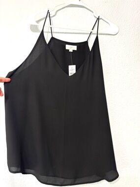 LOFT Outlet NWT Black Chiffon Classy Flowy Tank Top XL